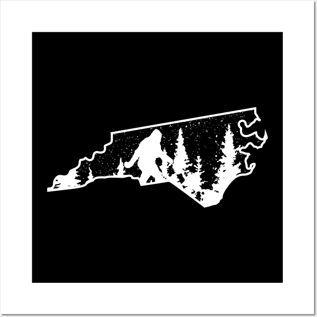 North Carolina Bigfoot Gift Wall Art by Tesszero